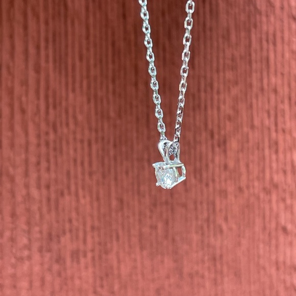 Sparkling Solid 14k White Gold .5 Carat Moissanite Solitaire Pendant - Picture 2 of 6